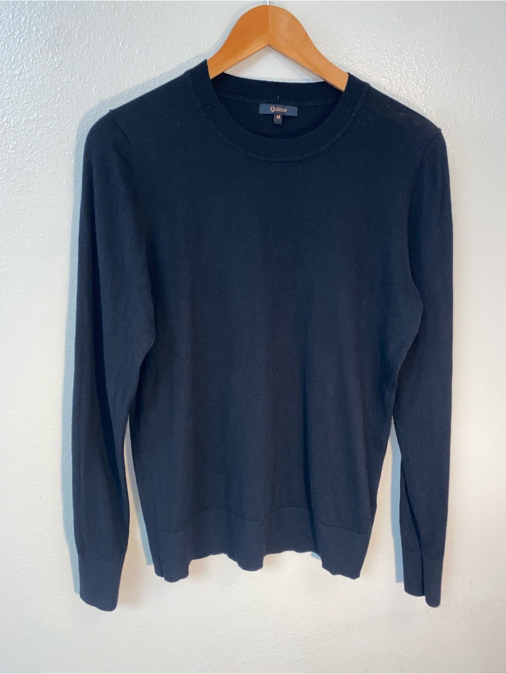 Quince Black Cotton Cashmere Crewneck Sweater Size M Sustainable Lightweight